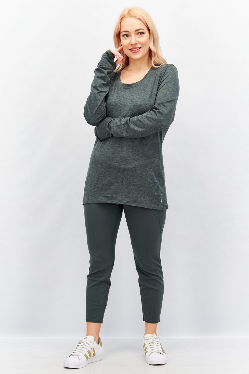 HEAD بلوزة رياضية نسائية بأكمام طويلة، باللون الأخضر - Image 3