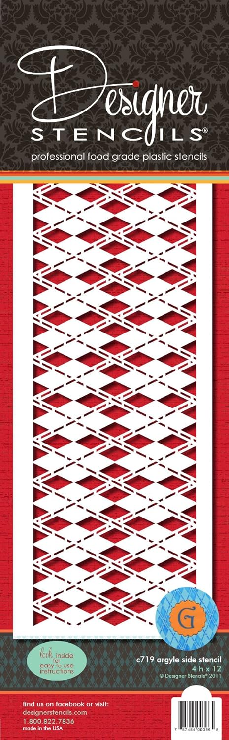 Designer Stencils C719 Argyle Cake Stencil by Designer Stencils Beigesemitransparent - Image 4