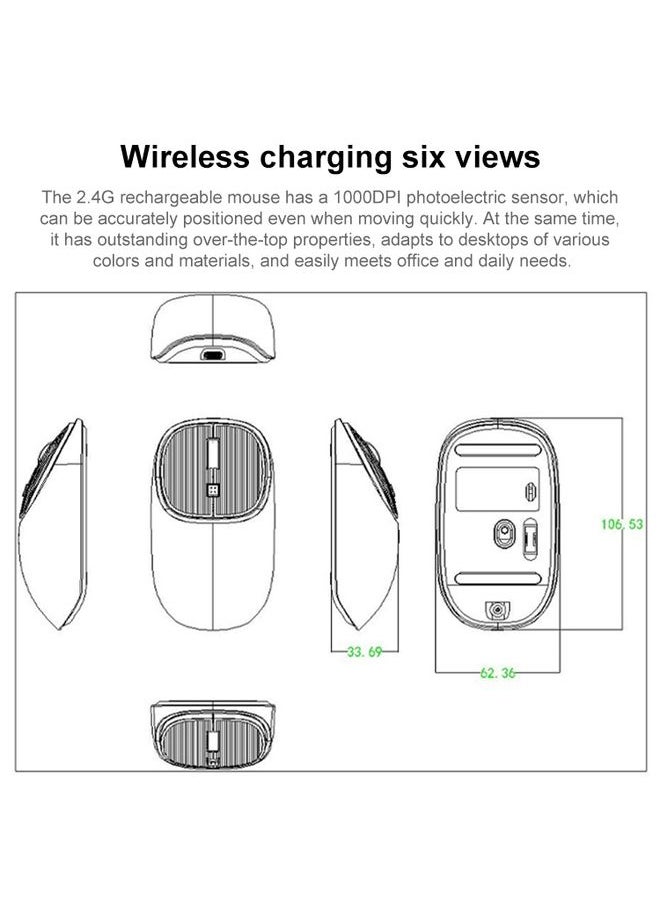 BURAQ - MKESPN SXS-5600 Type-C Rechargeable 2.4G Wireless Mouse(Red) - Image 1