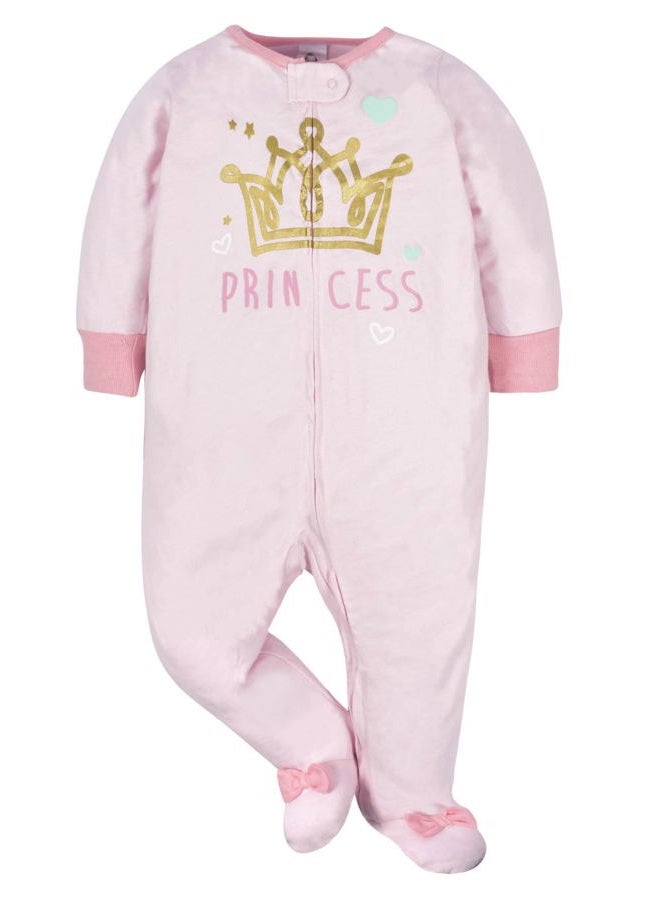 Gerber Baby Girls 4 Pack Sleep 'N Play Footie Castle 3-6 Months - Image 4