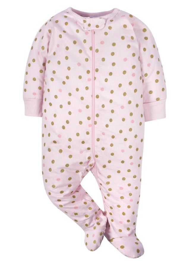 Gerber Baby Girls 4 Pack Sleep 'N Play Footie Castle 3-6 Months - Image 2