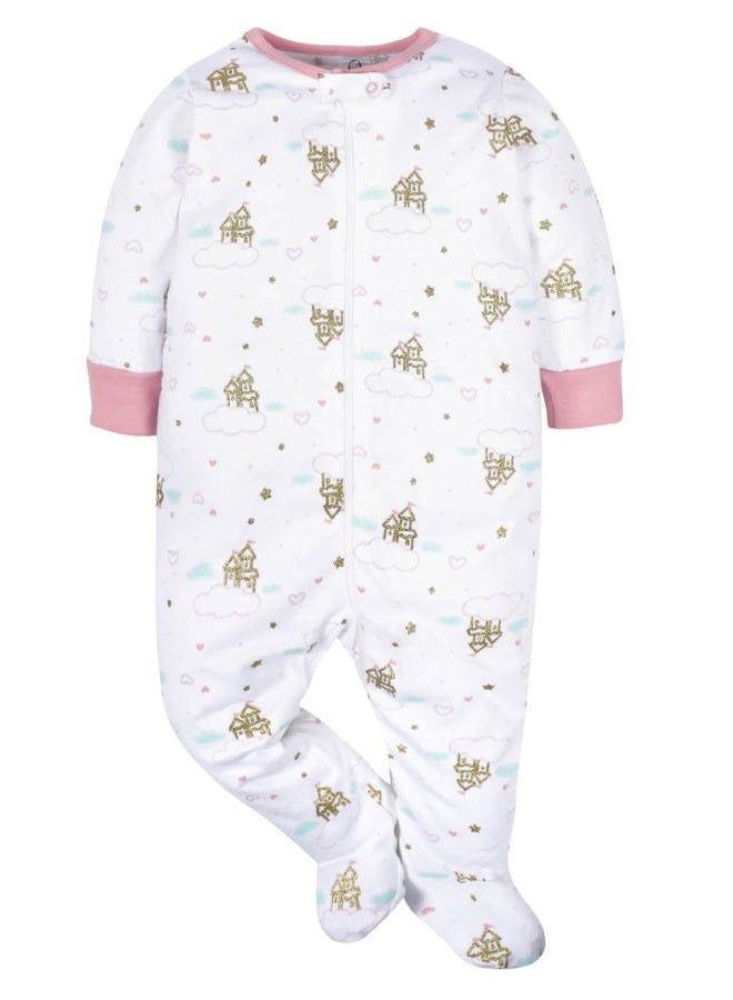 Gerber Baby Girls 4 Pack Sleep 'N Play Footie Castle 3-6 Months - Image 3