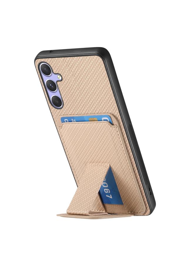 erorex Case For Samsung Galaxy S25 Ultra 5G Carbon Fiber Card Bag Fold Stand Phone Case - Image 3