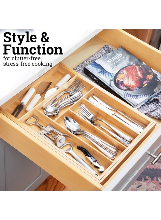 Dynamic Gear Premium Bamboo Drawer Organizer, Silverware Organizer, 100% Pure Bamboo, Adjustable Utensil Organizer, Kitchen Drawer Organizer, Silverware Tray for Drawer (6-8 slots) - Image 5