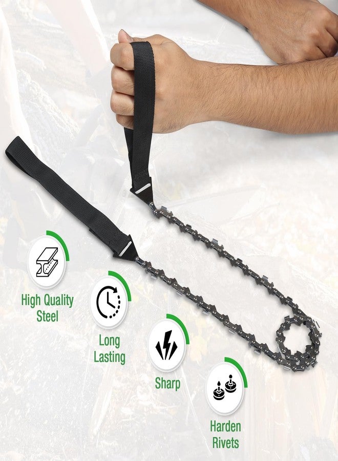 Sharpex 40" Pocket Chainsaw Cutter with Grips | 3x Faster with 68Cm Long Heavy-Duty Steel Chain Folding Pull Saw | Manual Hand Saw Portable for Cutting Branches, Outdoor Survival Gear Camping Gadget - Image 3