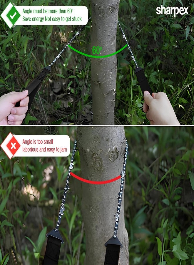 Sharpex 40" Pocket Chainsaw Cutter with Grips | 3x Faster with 68Cm Long Heavy-Duty Steel Chain Folding Pull Saw | Manual Hand Saw Portable for Cutting Branches, Outdoor Survival Gear Camping Gadget - Image 4