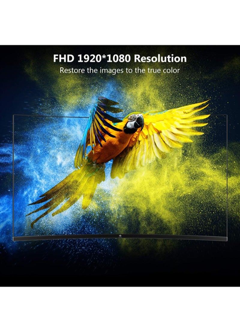 FlashHawk - 23.8-inch IPS Curved Screen Gaming Monitor with Frameless Full HD (1920x1080) VA Display,75Hz Refresh Rate ,HDMI and DP Input-Black - Image 1