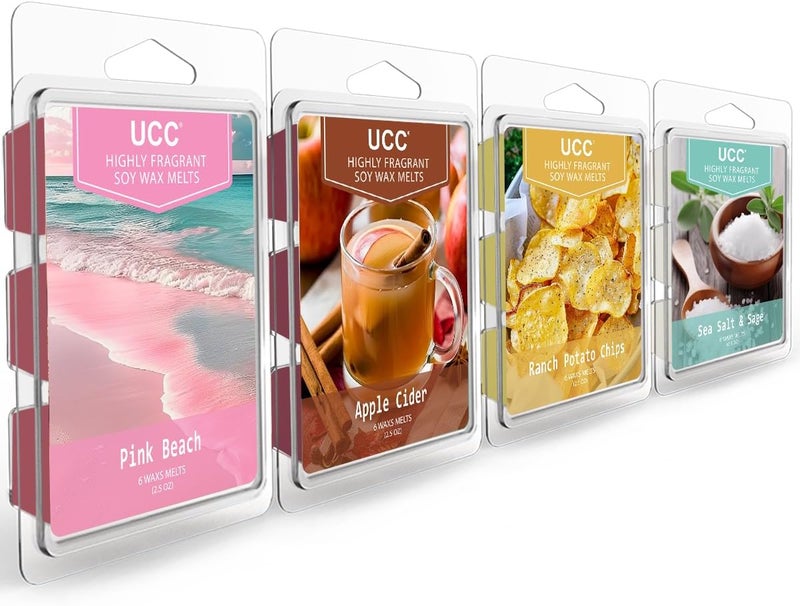 UCC Wax Melts, Premium Plant Based Natural Soy Scented Melts Cubes, Wax Melts Tarts, Colored Wax Melt Gift-4 Pack - Image 1