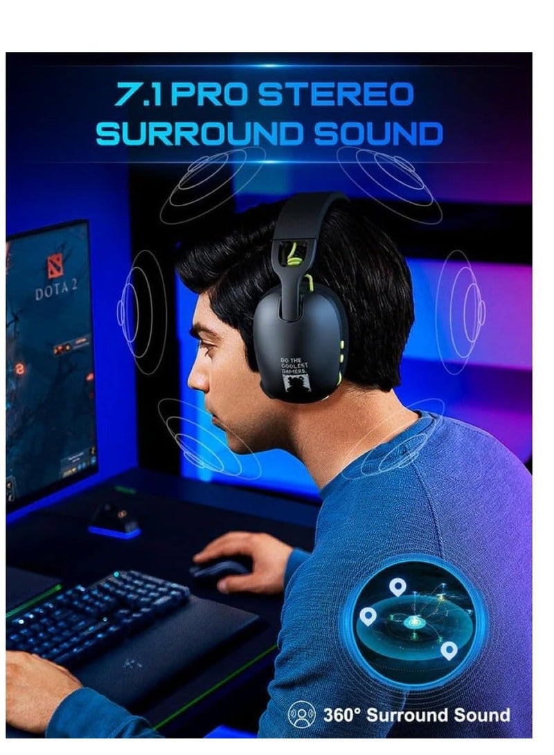 أونيكوما سماعة ألعاب B2 ثلاثية الأوضاع (لاسلكية 2.4 جيجاهرتز / بلوتوث 5.3 / سلكية 3.5 ملم) - صوت ستيريو محيطي احترافي 7.1 - مكبرات صوت 40 ملم - ميكروفون مانع للضوضاء - بطارية تدوم حتى 8 ساعة - منصات متعددة لأجهزة الكمبيوتر، PS5/4/3، Switch، والهواتف المحمولة | اسواد - Image 3