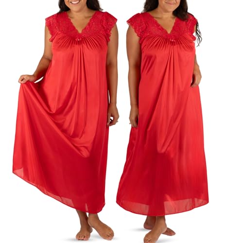 Shadowline Women’s Long Lace Nightgown 53” Length Gown Elegant Sleepwear - Image 1