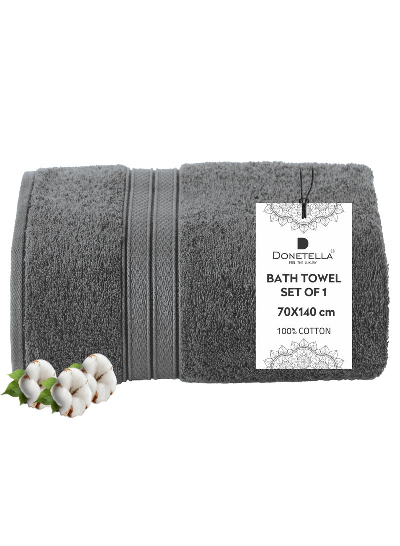 Donetella 1-Pcs Bath Towel (70x140cm) - Premium 100 % Combed Cotton 600GSM Large Towel, Highly Absorbent, Quick Dry,Best Towel for Bathroom, Spa And Hotel. - Image 1