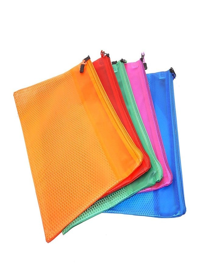 ANG Transparent Plastic Document Pouch | Clear Zipper File Bag | Waterproof A4 Size Travel Document Holder | Storage Pouch for Office, School & Bills Receipts (5 Pieces, 9 x 26 cm) - Image 1