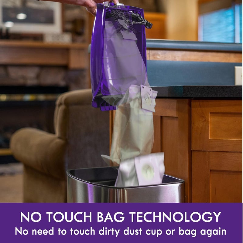 Kenmore مكنسة كينمور BU4018 إنتويشن مع كيس مرفوعة لتنظيف السجاد بقوة شفط بمحركين مع فلتر HEPA وأداة مدمجة 3 في 1 للأرضيات الخشبية وشعر الحيوانات الأليفة باللون الأرجواني - Image 3