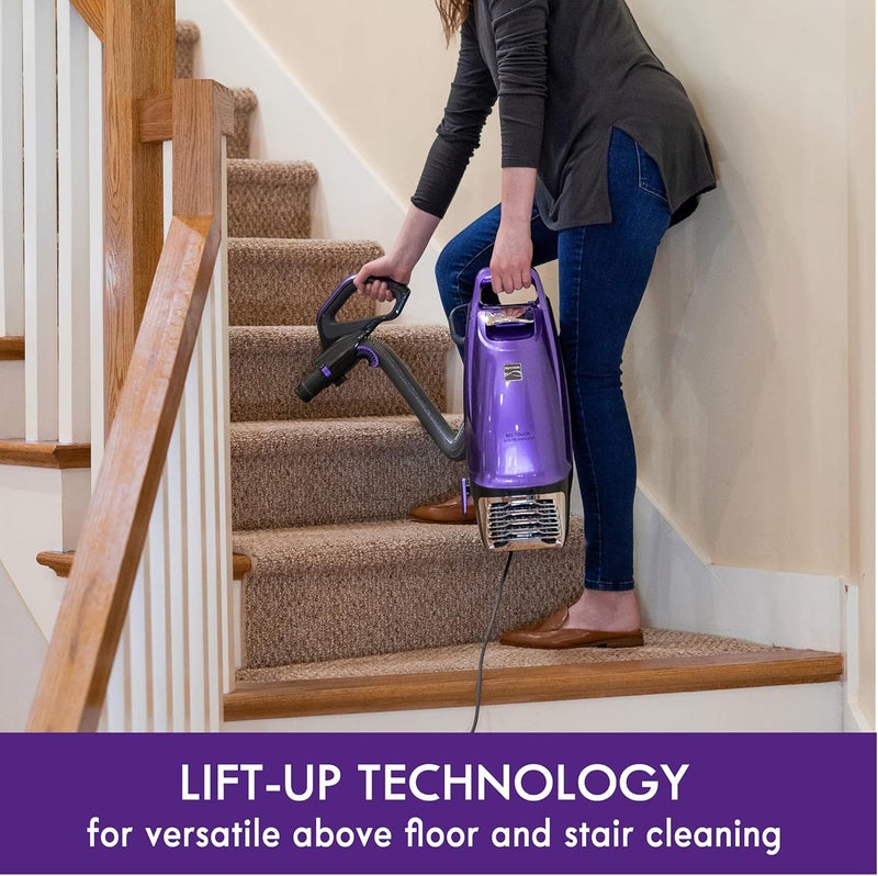 Kenmore مكنسة كينمور BU4018 إنتويشن مع كيس مرفوعة لتنظيف السجاد بقوة شفط بمحركين مع فلتر HEPA وأداة مدمجة 3 في 1 للأرضيات الخشبية وشعر الحيوانات الأليفة باللون الأرجواني - Image 4