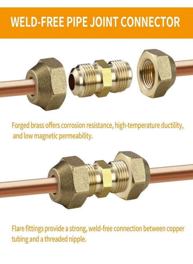 Timsec 1/4" and 1/2" Copper Pipe Extension Joint Connectors, 2 Packs AC Pipe Connectors with HVAC Flare Nuts, Free Welding copper flare fittings, Air Conditioning Pipe Coupling Adapters for Butt Copper Tube - Image 3