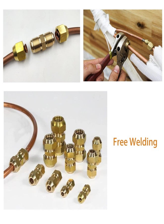 Timsec 1/4" and 1/2" Copper Pipe Extension Joint Connectors, 2 Packs AC Pipe Connectors with HVAC Flare Nuts, Free Welding copper flare fittings, Air Conditioning Pipe Coupling Adapters for Butt Copper Tube - Image 5