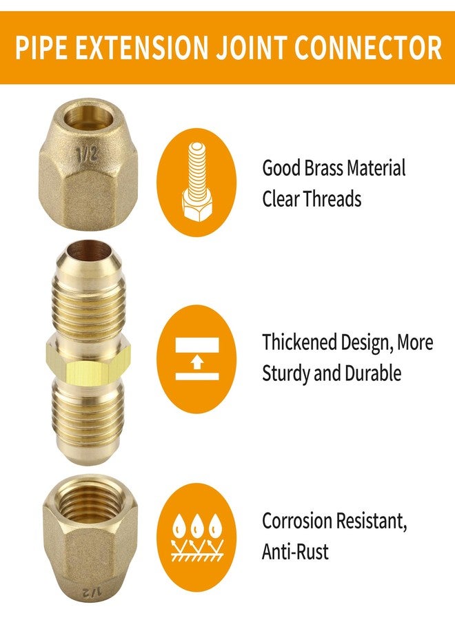 Timsec 1/4" and 1/2" Copper Pipe Extension Joint Connectors, 2 Packs AC Pipe Connectors with HVAC Flare Nuts, Free Welding copper flare fittings, Air Conditioning Pipe Coupling Adapters for Butt Copper Tube - Image 2