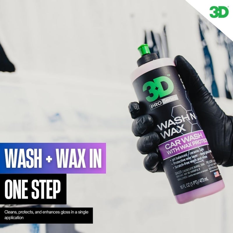 ثري دي صابون غسيل السيارات Wash N Wax - متوازن الحموضة، سهل الشطف، خالٍ من الخدوش مع حماية الشمع - 16 أونصة. - Image 5