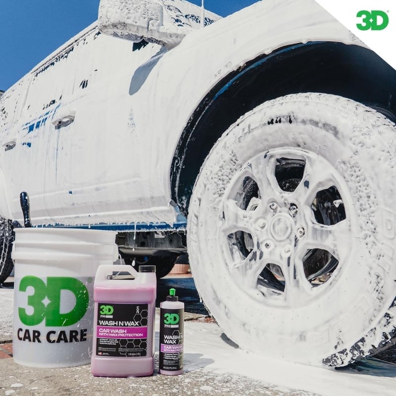ثري دي صابون غسيل السيارات Wash N Wax - متوازن الحموضة، سهل الشطف، خالٍ من الخدوش مع حماية الشمع - 16 أونصة. - Image 3