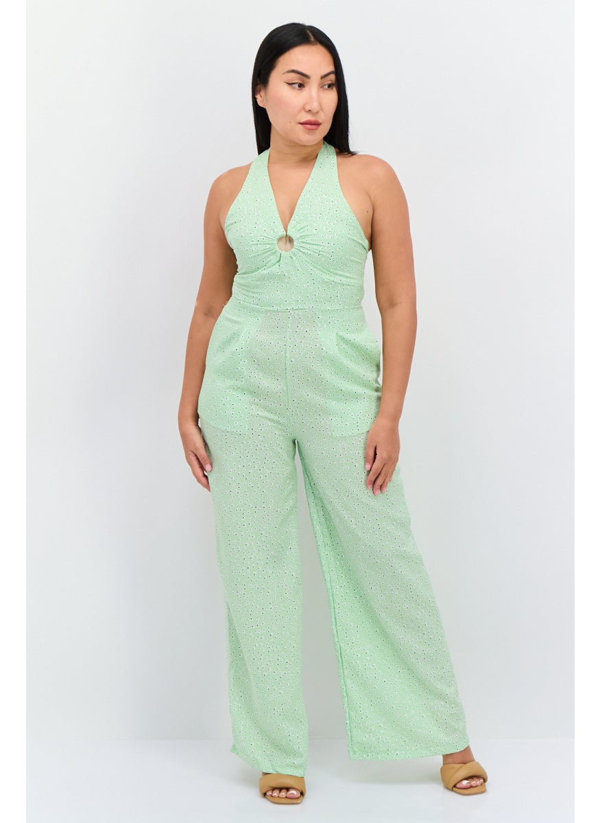 Women Sleeveless Polka Dot Jumpsuit, Light Green - pzsku/ZBF201D75E0174716FC16Z/45/_/1737642979/0db27608-290e-4e37-b56e-ddeb6bd28e4f