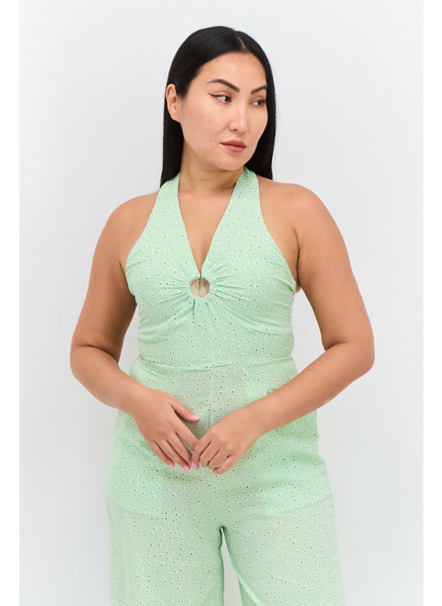 Women Sleeveless Polka Dot Jumpsuit, Light Green - pzsku/ZBF201D75E0174716FC16Z/45/_/1737642984/7f4bb072-edff-4559-a1de-8c3e7501db3b