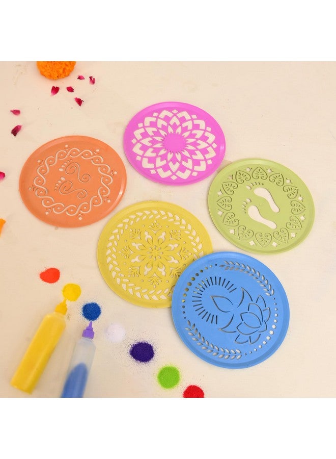 CraftVatika مجموعة قوالب رانغولي من كرافت فاتيكا مكونة من 12 قطعة، عناصر تزيين ديوالي، قوالب صنع رانغولي لتزيين الأرضيات، قوالب رانغولي قابلة لإعادة الاستخدام (15.5 سم دائري) - Image 2