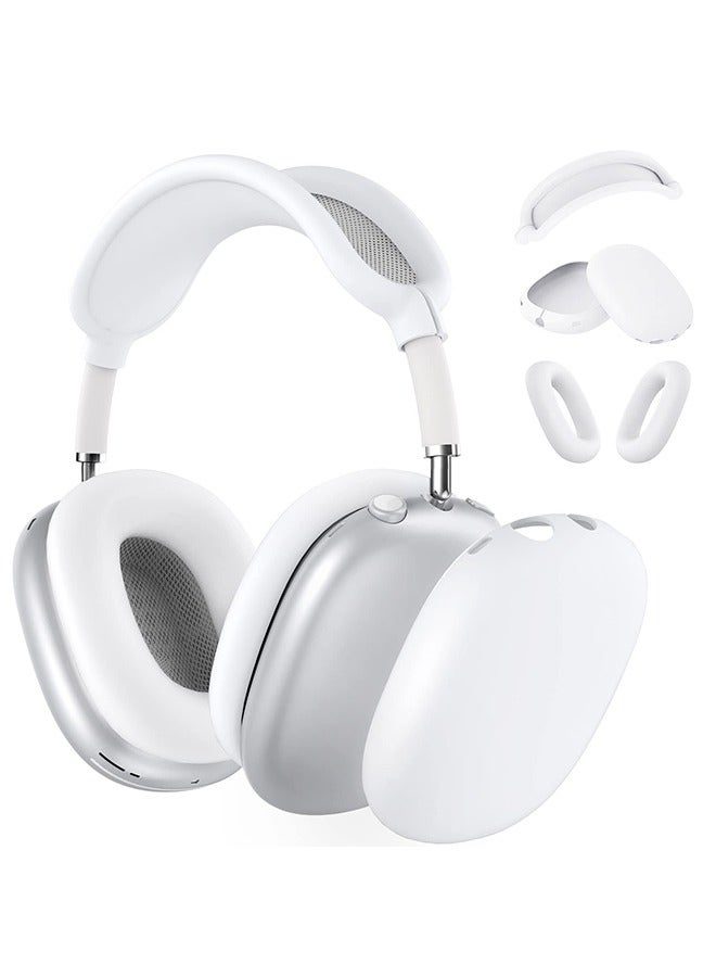 غطاء غطاء سيليكون لسماعات AirPods Max ، غطاء حالة وسادة أذن مضاد للخدش / غطاء أكواب الأذن / غطاء عقال لسماعات AirPods Max ، ملحقات واقي جلد سيليكون ناعم لسماعات Apple AirPods Max (أبيض) - Image 1