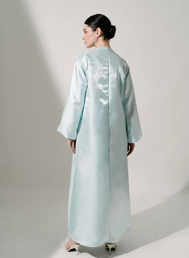Hadiyath Al Madinah Ice Blue Silk Kaftan - HM