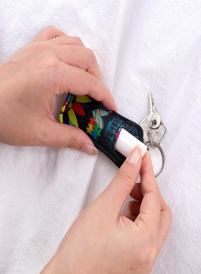 DMLSKY Lip Balm Holder Keychain, Sleeve Pouch for Mini Lipstick, Cute Portable Key Chain Accessories for Lip Balm, Lip Gloss or Lipstick （Flowers & Bee） - Image 4