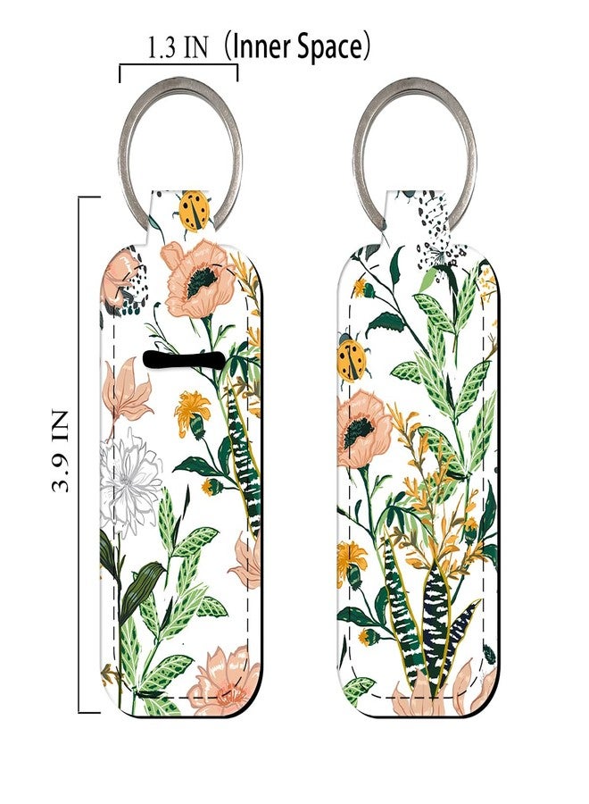 DMLSKY Lip Balm Holder Keychain, Sleeve Pouch for Mini Lipstick, Cute Portable Key Chain Accessories for Lip Balm, Lip Gloss or Lipstick （Flowers & Bee） - Image 3