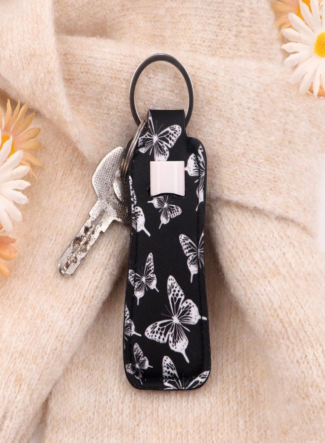 DMLSKY Lip Balm Holder Keychain, Sleeve Pouch for Mini Lipstick, Cute Portable Key Chain Accessories for Lip Balm, Lip Gloss or Lipstick （Flowers & Bee） - Image 2