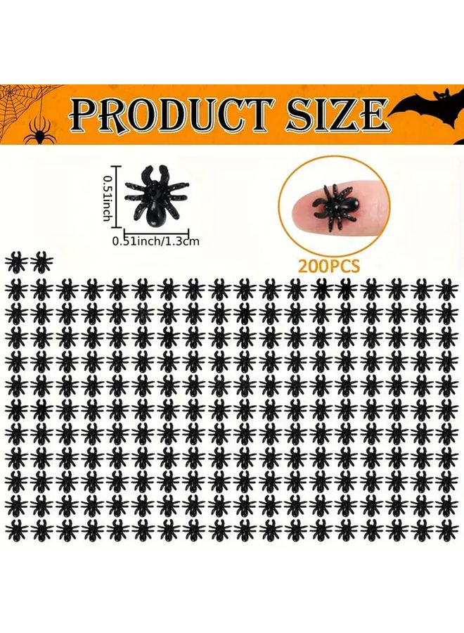 100 Pcs Halloween Mini Spiders Craft Resin Micro Spider Figurines Fairy Garden Decorations Tiny Landscape Ornaments Vintage Party Supplies Festive Arrangements - Image 3
