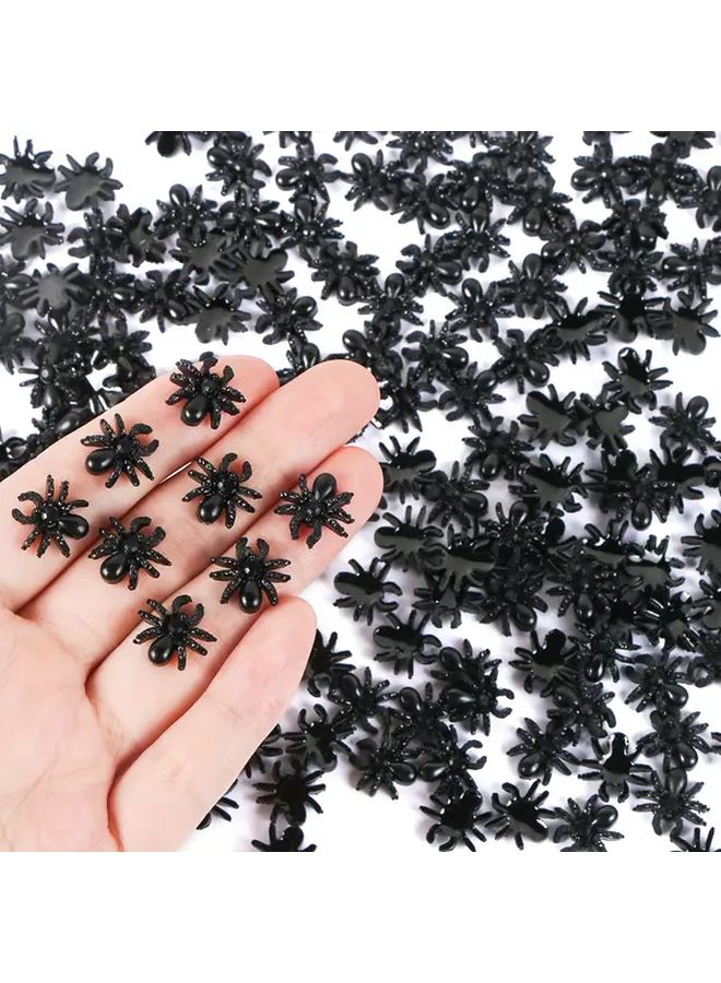 100 Pcs Halloween Mini Spiders Craft Resin Micro Spider Figurines Fairy Garden Decorations Tiny Landscape Ornaments Vintage Party Supplies Festive Arrangements - Image 1