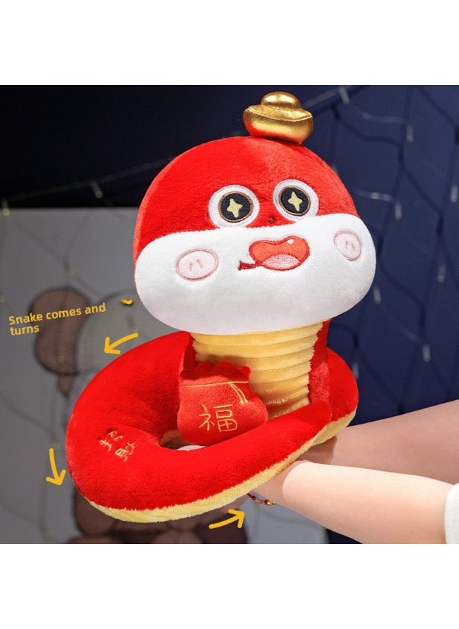 Cute Yuanbao Snake Baby Doll 2025 Year Of The Snake Mascot Plush Toy Doll Annual Meeting Year Decoration Gifts-Specifications:Pink-Color:22cm  - Image 3