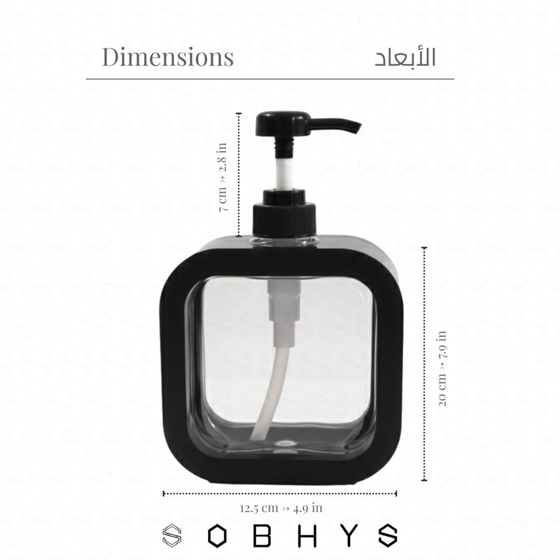SOBHYS Large Refillable Soap Dispenser, 500ml Capacity, Durable Plastic Pump Bottle for Bathroom and Kitchen, Available in White and Black – SOBHYS (Black) - Image 2