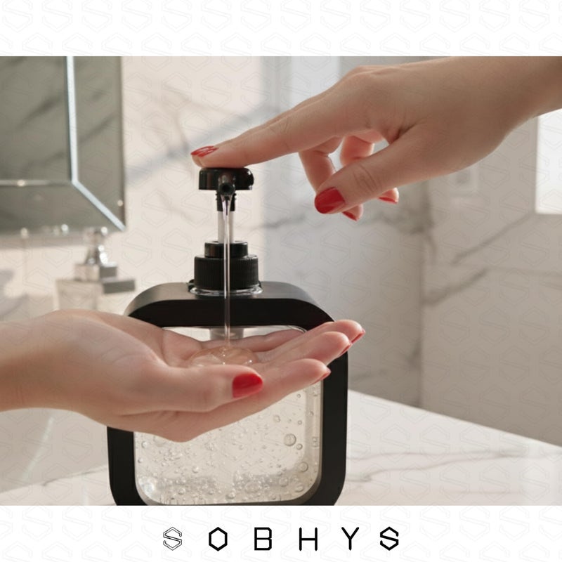 SOBHYS Large Refillable Soap Dispenser, 500ml Capacity, Durable Plastic Pump Bottle for Bathroom and Kitchen, Available in White and Black – SOBHYS (Black) - Image 5