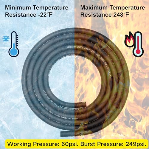 YGQ 1/4" ID Fuel Hose Line Braided NBR Rubber Tubing 8 Feet for Automotives Generator Lawn Mower with 10 Clamps (6.4mm ID) - Image 5