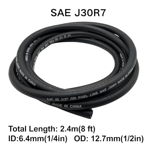 YGQ 1/4" ID Fuel Hose Line Braided NBR Rubber Tubing 8 Feet for Automotives Generator Lawn Mower with 10 Clamps (6.4mm ID) - Image 3