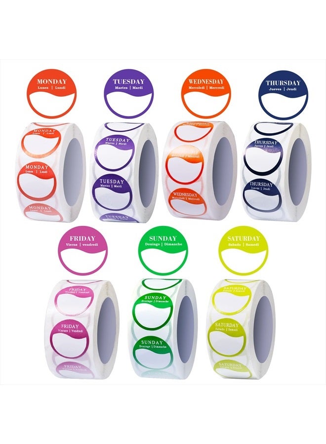 SAVITA 3500pcs Day Mark Labels, 7 Rolls Monday Through Sunday Labels Removable Day Food Date Labels Dots for Restaurant Kitchen Day of The Week Stickers for Office Planner - Image 1