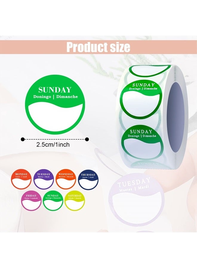SAVITA 3500pcs Day Mark Labels, 7 Rolls Monday Through Sunday Labels Removable Day Food Date Labels Dots for Restaurant Kitchen Day of The Week Stickers for Office Planner - Image 2