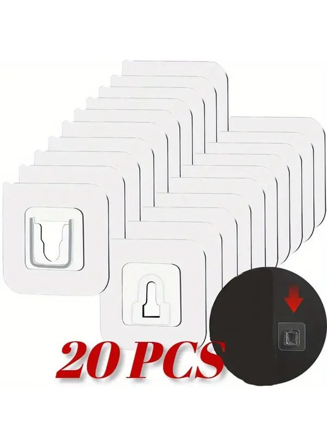 10 Pairs Invisible Adhesive Wall Hooks Heavy Duty White Black No Drilling Required - Image 1