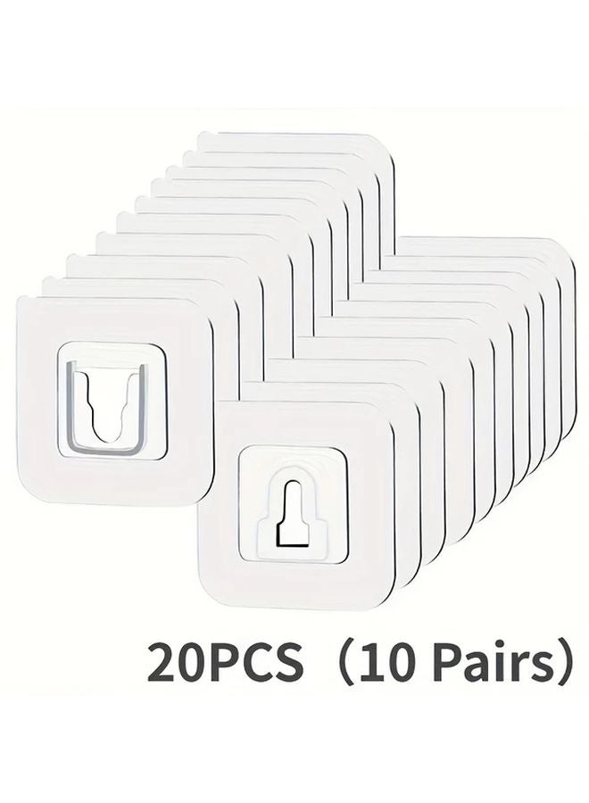 10 Pairs Invisible Adhesive Wall Hooks Heavy Duty White Black No Drilling Required - Image 2