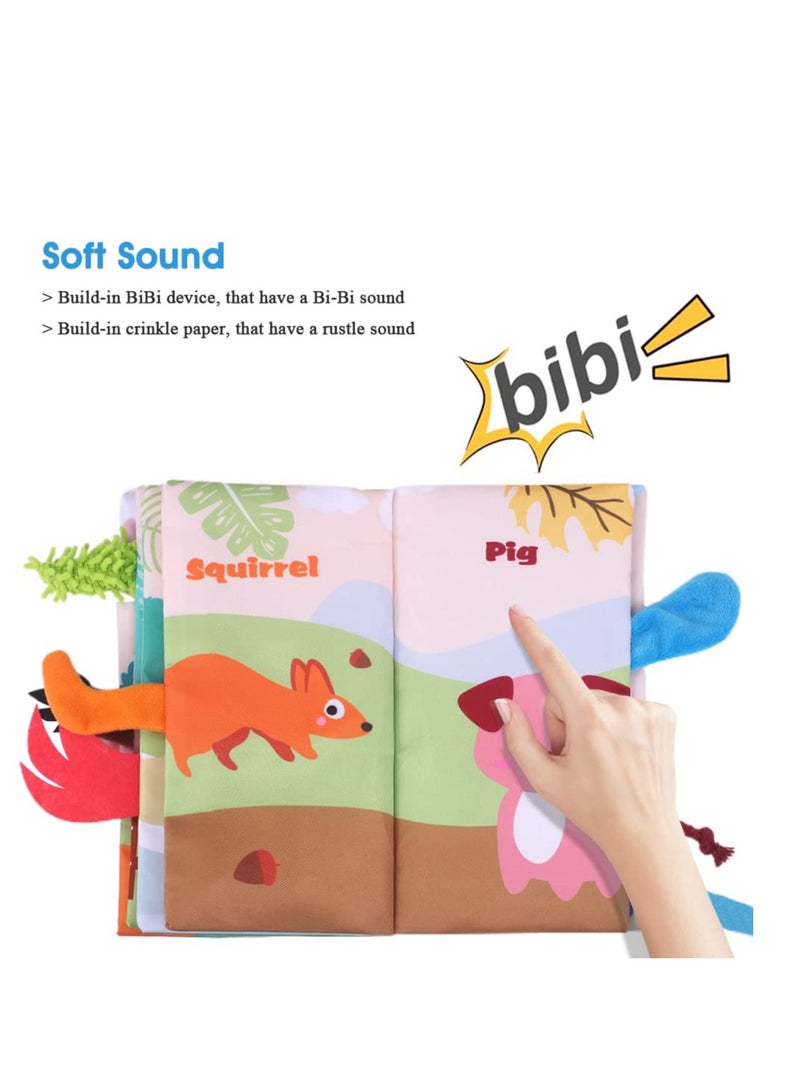 Soft Baby Book for Babies 0-3-6-12 Months, Interactive 3D Baby Cloth Books, Newborn Toys Gifts Car Seat Toys Hanging Toys Crinkle Tail Book for Baby Present - Image 4