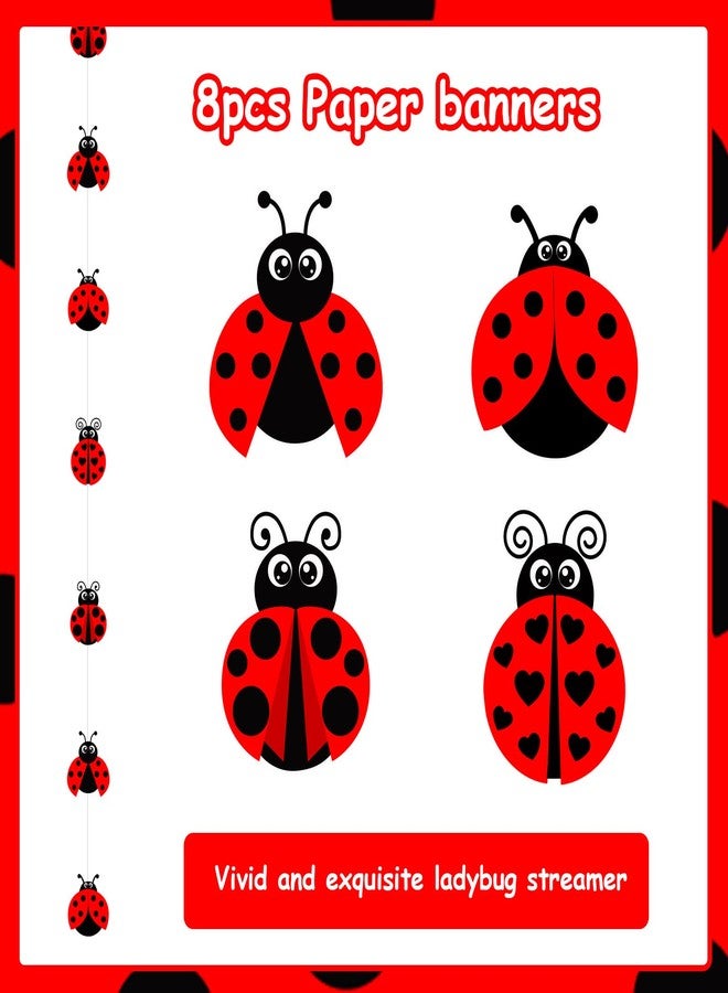 Balterever Ladybug Party Hanging Garlands Double Sided Ladybug Decorations for Spring Garden Theme Birthday Baby Shower Wedding Supplies - Image 5