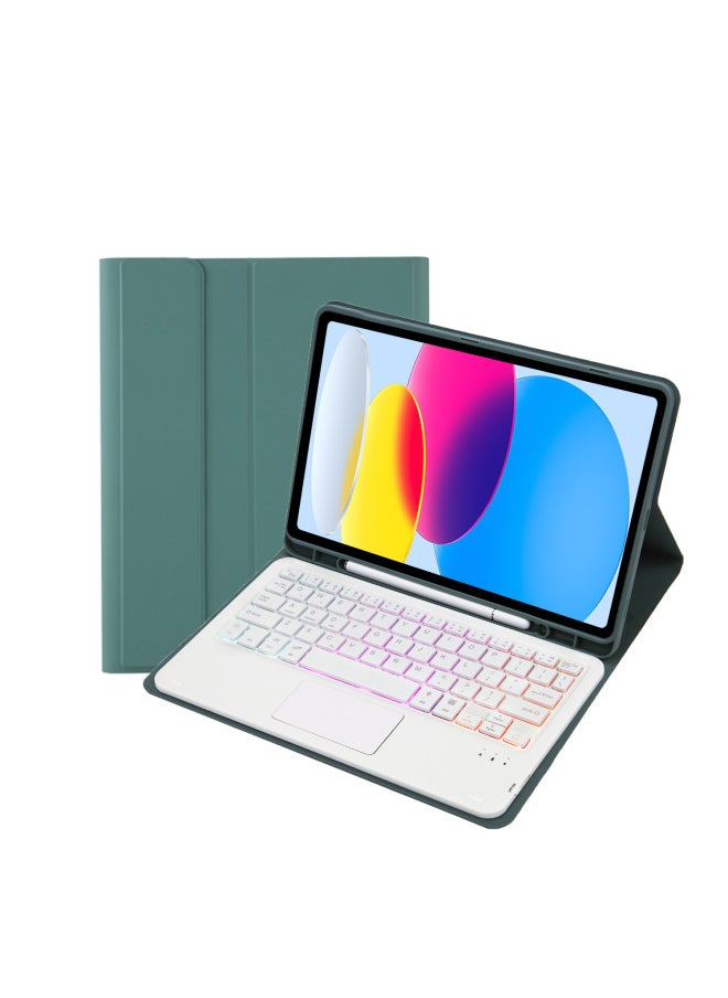Generic - For Samsung TabS9FE11 Inch 2023 Protective Cover Wonderful Control Magnetic Suction Colorful Backlit Bluetooth Keyboard Soft Shell-Color:Fresh Green-Rechargeable Bluetooth Mouse-Product Type:Samsung S8 11 Inch X700/X706 Universal - Image 1