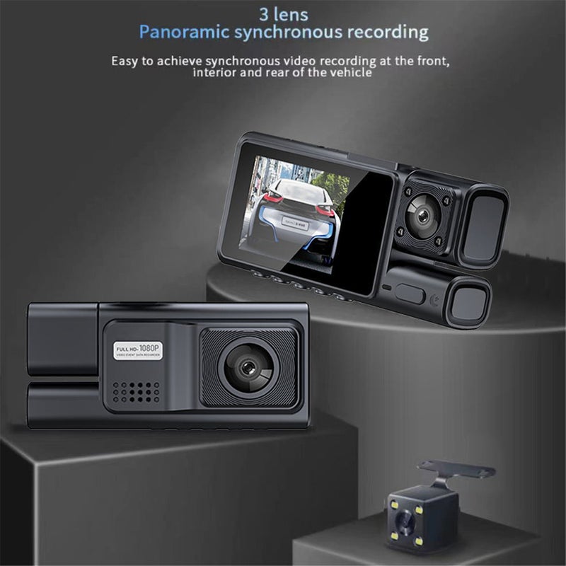 Front and rear in car dash cams, dual dash cams with 64G SD card 1080P, waterproof backup camera, DVR in car dashboard camera with night vision function WDR loop recording - Image 2