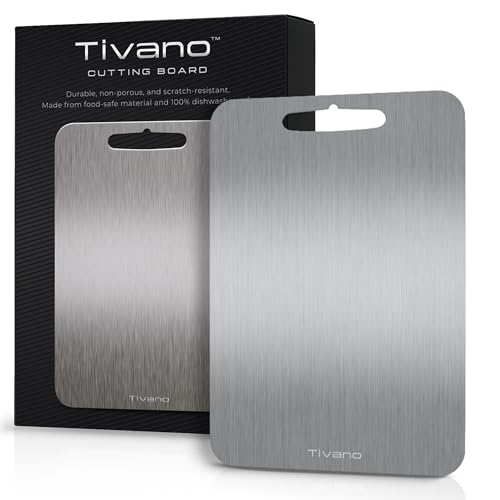 Tivano Original Tivano TitaniumShield Cutting Board 12"x8" Metal Pro | Ultra Durable, Dishwasher Safe, Heat Resistant, Odor & Stain Free, Knife Friendly, Non Toxic Kitchen Board (1) - Image 1