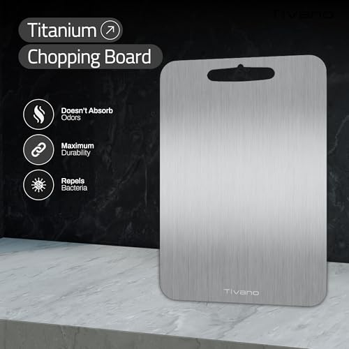 Tivano Original Tivano TitaniumShield Cutting Board 12"x8" Metal Pro | Ultra Durable, Dishwasher Safe, Heat Resistant, Odor & Stain Free, Knife Friendly, Non Toxic Kitchen Board (1) - Image 2