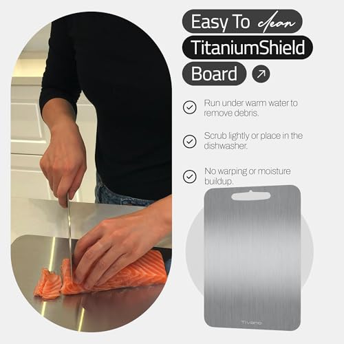 Tivano Original Tivano TitaniumShield Cutting Board 12"x8" Metal Pro | Ultra Durable, Dishwasher Safe, Heat Resistant, Odor & Stain Free, Knife Friendly, Non Toxic Kitchen Board (1) - Image 4