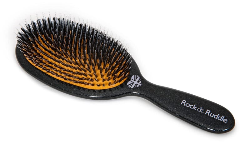 Rock & Ruddle Natural Mixed Bristle Hair Brush for Women and Kids (Luxury, 23.5 cm) - Perfect for Wet or Dry Hair, Detangling Smoothing Blowdrying - Designed & Made in UK (Black Stardust) - Image 2